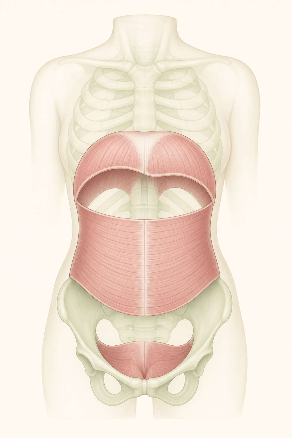 An anatomical diagram of the respiratory system showing the diaphragm
